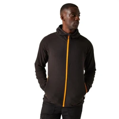 Abbildung von Regatta Herren Professional Men&#039;s Navigate Full Zip Fleece Fleecejacke, Schwarz/Orange Pop, XXL