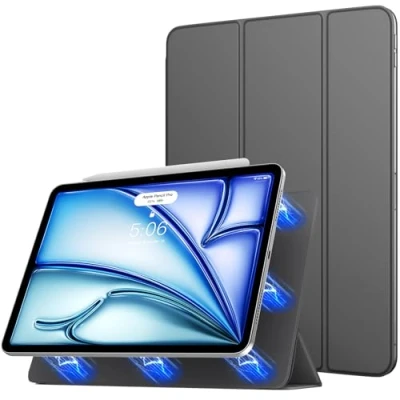 Abbildung von TiMOVO Hülle für iPad Air 11 Zoll (M2) 2024, 6./5./4. Generation (2024/2022/2020), Stark Magnetisch Trifold Ständer Hülle, Unterstützt Apple Pencil Pro/2nd/USB C Grau