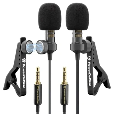 Abbildung von 2 Lavalier Mikrofon Set für Dual Interview Ansteckmikrofon Perfekt als Blogging Vlogging iPhone 6, 7, 8, X