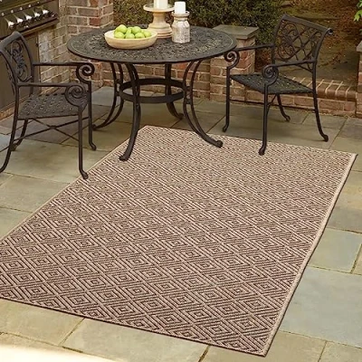Abbildung von Teppich Traum In und Outdoor Rautenmuster robust modern Terrasse Balkon Garten wetterfest Jute Look 120 x 170 cm