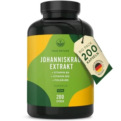 Abbildung von Johanniskraut Extrakt 200 Kapseln Vegan TRUE NATURE St