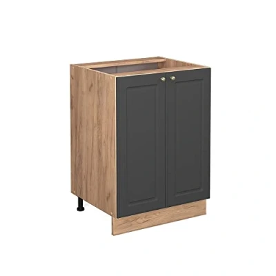 Abbildung von Vicco Küchenunterschrank Fame Line, Anthrazit Gold/Goldkraft Eiche, 60 cm ohne Arbeitsplatte