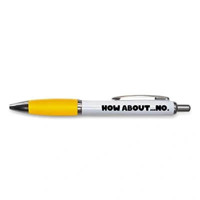 Abbildung von Tongue in Peach Lustiges Innovatives Push Pen Geschenk Kugelschreiber How About No Office Witz Briefpapier GELB PP156