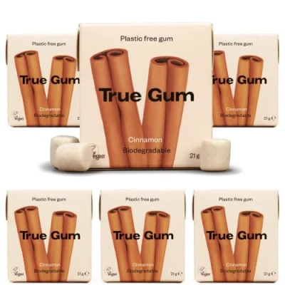 Abbildung von True Gum: CINNAMON/Plastic &amp; Sugar Free Natural Chewing Gum/Biodegradable/Vegan / 21 g