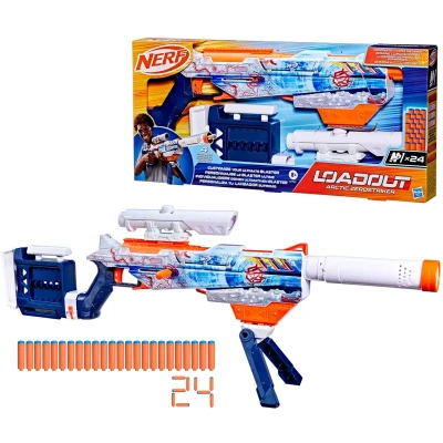 Abbildung von Nerf Loadout Arctic Zerostriker Blaster und N1 Darts