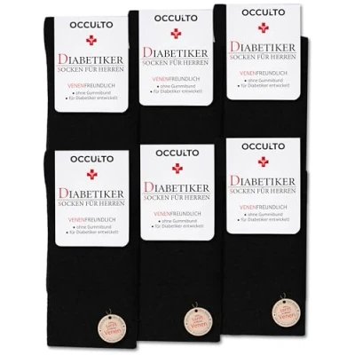 Abbildung von Occulto 6 PACK Diabetiker Socken, Herren, Größe: 39 42, Schwarz