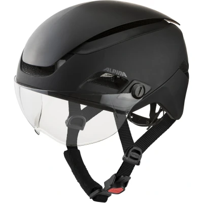 Abbildung von Alpina Altona Extrem Leichter, Beleuchteter &amp; Belüfteter Fahrradhelm Mit Hochwertigem Visier Für Erwachsene, Black Stealth matt, 52 57 cm