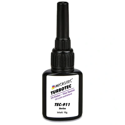 Abbildung von Microtec® Turbotec 911 Glas Spezial UV Kleber extra stark für Glas/Metall 10g ohne Taschenlampe lichthärtender und transparenter Klebstoff Qualitätsprodukt aus Deutschland