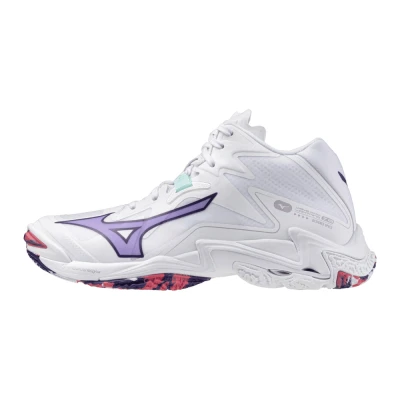 Abbildung von Mizuno WAVE LIGHTNING Z8 MID Volleyballschuhe Weiß/VioletIndigo/CamelliaRos Damen Grösse 40