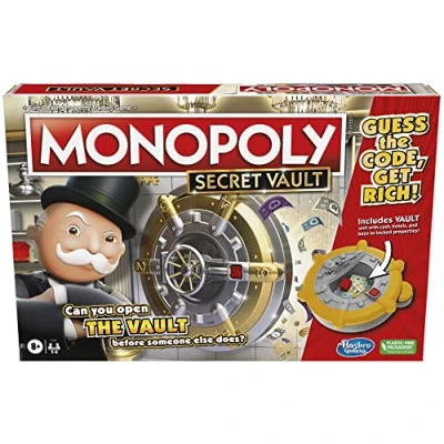 Abbildung von MONOPOLY Secret Vault Brettspiel für Kinder ab 8 Jahren, Familienbrettspiel 2 6 Spieler, inkl. Tresor