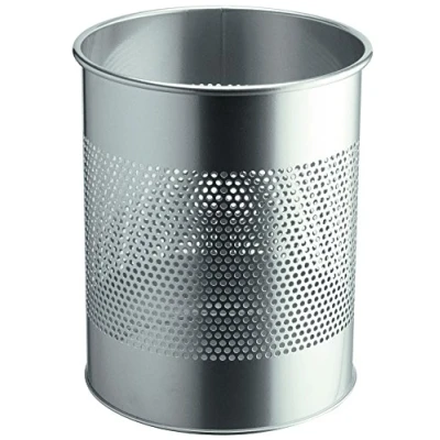 Abbildung von Durable Papierkorb Edelstahl rund 15 Liter, Perforation 165 mm, silber, 338123