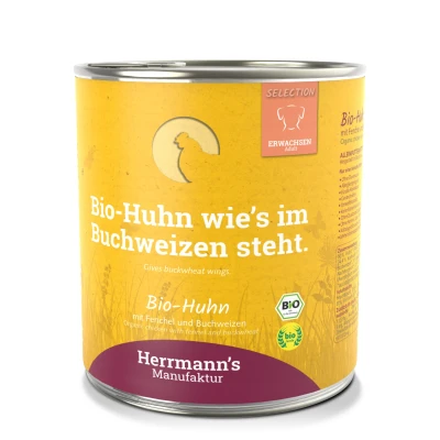 Abbildung von 800 g Herrmann&#039;s BIO Adult Huhn mit Fenchel Pro Stück
