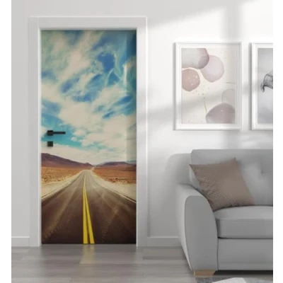 Abbildung von MyMaxxi Tür bekleben mit Türtapete Selbstklebend 90x200 Highway verschönern Türfolie Türaufkleber XXL Aufkleber Folie Türposter Mädchen und Junge