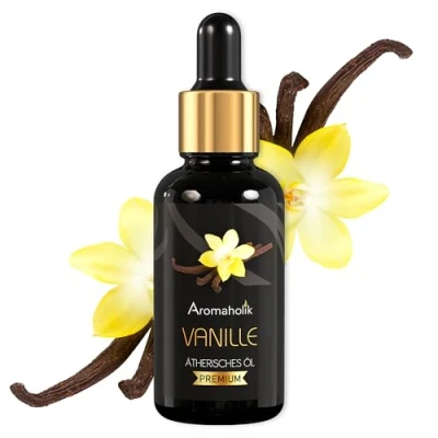 Abbildung von Aromaholik Vanilleöl BIO 100% naturrein Ätherische Öle für Diffuser &amp; Aroma Zertifiziertes ätherisches Öl aus Indien Vanilla Essential Oils 30ml Sauna Massage