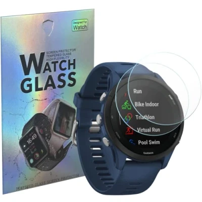 Abbildung von Schutzfolie kompatibel met Garmin Forerunner 255/Forerunner 255 Music [2 Stück] [Durchmesser 40mm] Schutzglas Hartglas Panzerglas Displayschutzfolie Panzerglasfolie PHONILLICO
