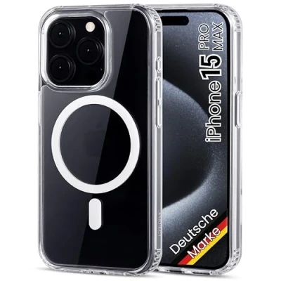 Abbildung von JProtect Magnetische Handyhülle für iPhone 15 Pro Max MagSafe Hülle/iPhone Hülle Transparent/Apple Magnet/Hülle Magnetisch