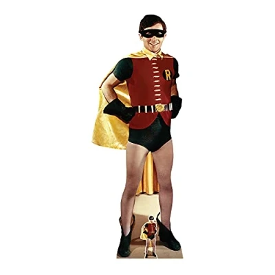 Abbildung von STAR CUTOUTS SC1662 Robin 1966 Burt Ward, lebensgroßer Kartonausschnitt, Retro Superhelden Party Dekoration, Rotkehlchen Stil