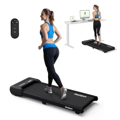 Abbildung von FlexiSpot Laufband Walking Pad für zuhause und Büro bis 120kg, Geräuscharme Laufbänder 1 6km/h, 2 in Tragbares mit Fernbedienung LED Display