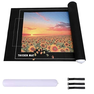 Abbildung von Celawork Puzzlematte für BIS 1500 2000 3000 Puzzle Teile Pad Puzzleunterlage Rollmatte Rollen Sie Puzzlematten Puzzles auf 100 x 140 cm (Schwarz, 3000)