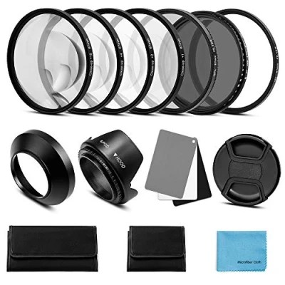 Abbildung von Fotover 77mm Objektiv Filter Kit:UV CPL Polarisation Einstellbare ND (ND2 ND400) Makrolinsen Set(+1,+2,+4,+10) Gegenlichtblende Graukarte kompatibel Canon Nikon Sony Olympus Fuji Kamera