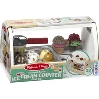 Abbildung von Melissa &amp; Doug Eisdiele aus Holz, 28 teilig, für Kinder ab 3 Jahren, das Eisdielen Rollenspiel zum Portionieren Servieren von 8 Sorten Eiscreme in Eistüten oder im Eisbecher, Spielgeld inklusive