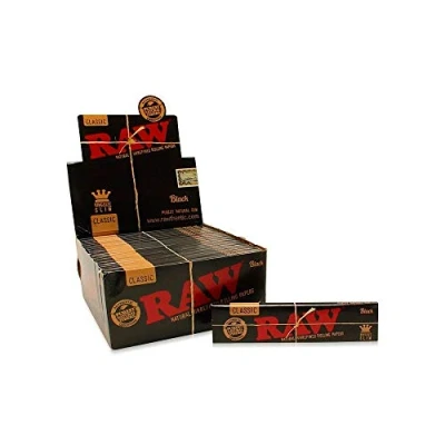 Abbildung von RAW Black Classic, Kingsize Slim Blättchen, 32 ultra dünne Blättchen pro Heftchen 2 Boxen (100 Heftchen)