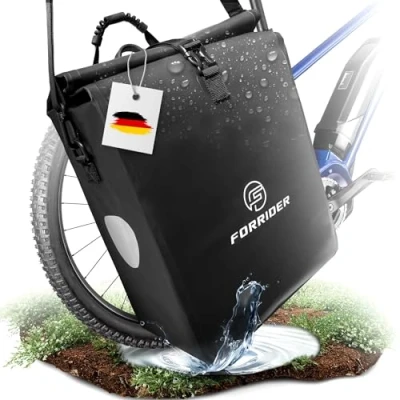 Abbildung von Forrider Fahrradtasche Wasserdicht für Gepäckträger [22L Volumen] mit Schultergurt Gepäckträgertasche Einzel Fahrrad Tasche Packtasche hält an jedem