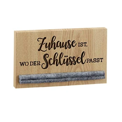 Abbildung von Cepewa Schlüsselbrett Schlüssel Motiv Zuhause Holz/Filz Schlüsselboard Schlüsselhalter Schlüsselleiste (1 x Zuhause)