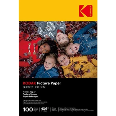 Abbildung von Kodak 9891161 Fotopapier, 180 g/m², glänzend, A6 (10 x 15 cm), Tintenstrahldrucker