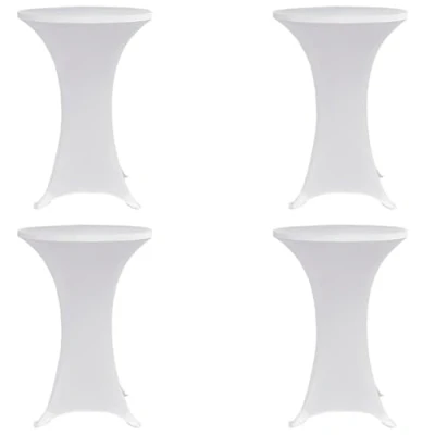Abbildung von vidaXL 4X Stehtischhusse Husse Tisch Stehtisch Hussen Stehtischhussen Tischhusse Tischdecke Bezug Überzug Bistrotisch Ø 70cm Weiß Stretch