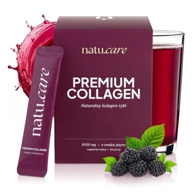Abbildung von natu.care Natürlich Collagen Pulver 5000 mg Vegetarisches Kollagen Hydrolysat Marine Powder Peptide Typ 1 Kolagenpulver Hochdosiert Haut &amp; Haare (30 Portionen, Brombeere)