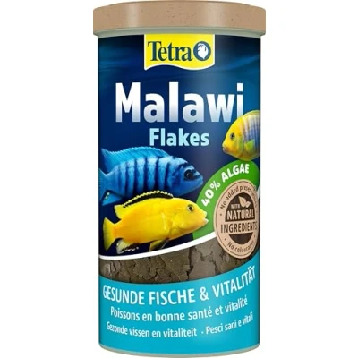 Abbildung von Tetra Malawi Flakes Fischfutter in Flockenform für alle pflanzenfressenden Cichliden, 1 L Dose