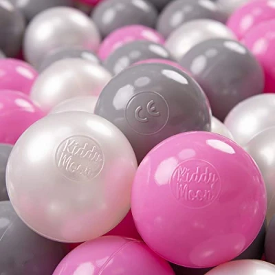 Abbildung von KiddyMoon 700 ∅ 7Cm Kinder Bälle Spielbälle Für Bällebad Baby Plastikbälle Made In EU, Perle/Grau/Rosa
