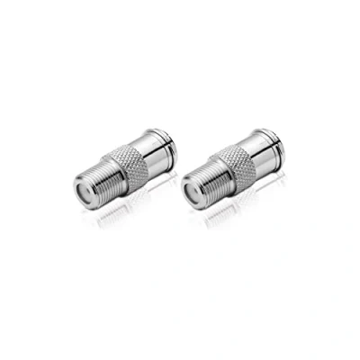 Abbildung von conecto F Verbinder, Kupplung, Stecker Quick auf Buchse, Adapter zur Verlängerung von Antennen Kabel/Koaxial Kabel, 2er Set, SA CC50827 SET2, Nickel