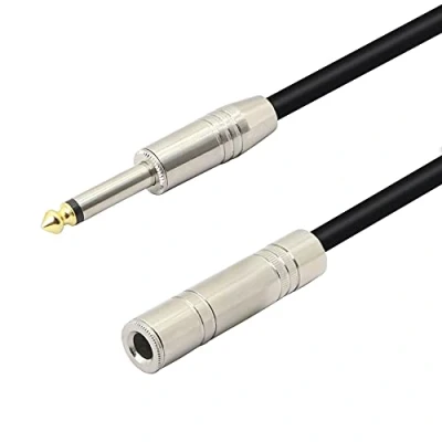 Abbildung von PNGKNYOCN Audio Verlängerungskabel für Verstärker, Instrumente und Mikrofon, 6,35 mm, Mono Stecker auf Buchse, 55 cm