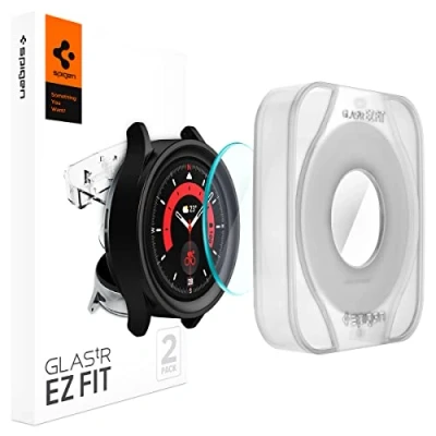 Abbildung von 2 Pcer Pack Samsung Galaxy Watch 5 Pro Panzerglas Spigen EZ FIT Glas.tR met applicator voor smartwatch Displayschutzfolie mit