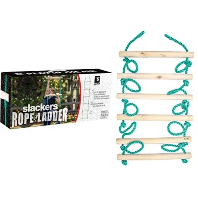 Abbildung von Schildkröt Slackers USA Strickleiter, zusätzliches Tool für die Ninja Line, Schaukel, Klettergerüst, Baumklettern, über 2,5 Meter lang, 6 hochwertige Holzsprossen 38 cm breit, 980021