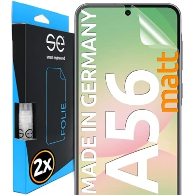 Abbildung von 2x se® 3D SCHUTZFOLIE Entspiegelt für Samsung Galaxy A56, Anti Glare, 100% Fingerabdruck &amp; FaceID kompatibel, einfache blasenfreie Installation, Matt, Stoß Kratzfest TPU Material, aus Deutschland