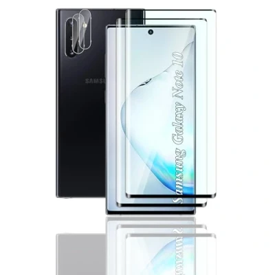 Abbildung von FWKDWHPH [2+2 Stück Temperglas Schutzfolie für Samsung Galaxy Note 10 und Kamera Schutzfolie,3D Volle Bedeckung,9H Härte,kratzfest,blasenfrei,HD Displayschutz