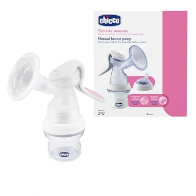 Abbildung von Chicco Natural Feeling Handmilchpumpe, Komfortable und Schnelle Stillpumpe, Einfaches Abpumpen der Milch, Ergonomische Form, mit Geneigtem Sauger Hermetischem Deckel, Wird zur Babyflasche 150 ml