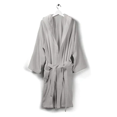 Abbildung von Caleffi Bademantel Damen und Herren, Frottee, 100% Coton, mit Kapuze, 440 Gr/Mq, Absorbierend, Komfortabel, Widerstandsfähig, Einfach zu Waschen Trocknen. Modell: Soft, XXL, Grau.