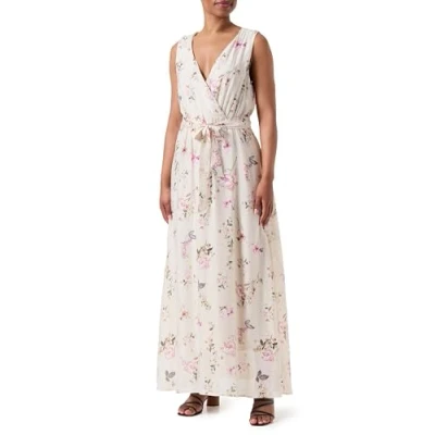 Abbildung von ONLY Damen Sommerkleid Onllucca S/L Long Dress Cs Ptm, Pumice Stone/AOP:OCC. Romantic Garden, S