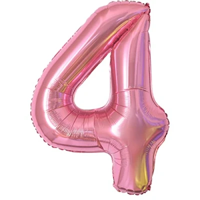 Abbildung von Geburtstag zahlen luftballon 4 jahre Folienballon XXL Rosa Riesen in 40&quot; 101cm Geburtstagsdeko Ballon Zahl Deko zum fliegt mit Heliu