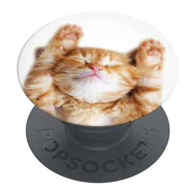 Abbildung von PopSockets PopGrip Ausziehbarer Halterung und Griff für Smartphones Tablets Fingerhalter Basic Snoozy Cat