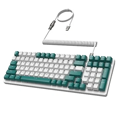 Abbildung von MAMBASANKE K6 Pro 96% 3 Modi Mechanische Gaming Tastatur Hot Swap 4000 mAh 2,4 GHz/Bluetooth 5.0/kabelgebundene mit spiralförmigem USB Kabel Typ C 9 RGB Blauer Schalter Grün