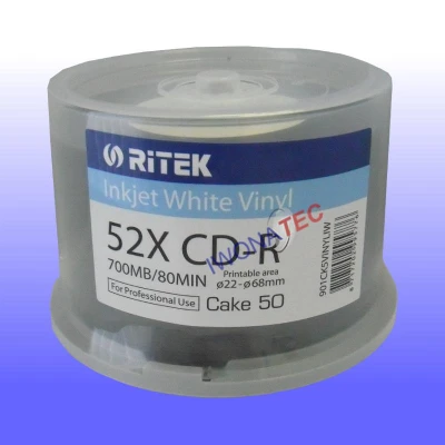 Abbildung von CD R 80 Min/700 MB RITEK VINYL LOOK bedruckbar Cakebox 50 Stück