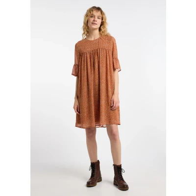 Abbildung von DREIMASTER Vintage Damen Kleid L / Orange Mehrfarbig 100% Polyester