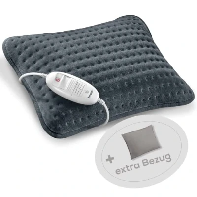 Abbildung von Beurer HK 48 Cosy Sofa Heizkissen mit Schnellheizung, 3 beleuchtete Temperaturstufen und Abschaltautomatik, extra weiches Wendekissen, zusätzlichem Filz Bezug, grau
