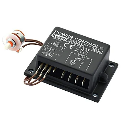 Abbildung von Kemo M240 Leistungsregler multifunktional 230 V/AC, 10 A. Für Motoren, Lampen, dimmbare LEDs usw. Überlastfest. Regelung über Potentiometer, Steuerspannung oder PWM Signale