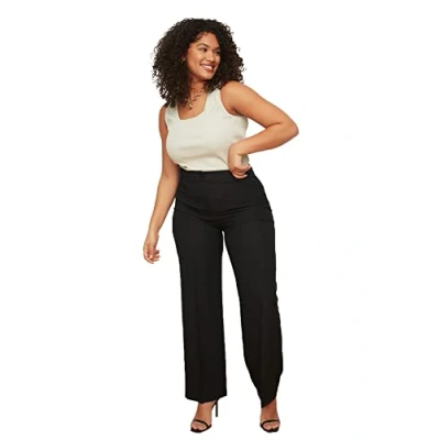 Abbildung von Trendyol Damen Damenhose, Normale Taille, weites Bein, Übergröße Hose, Schwarz, 52 Plus
